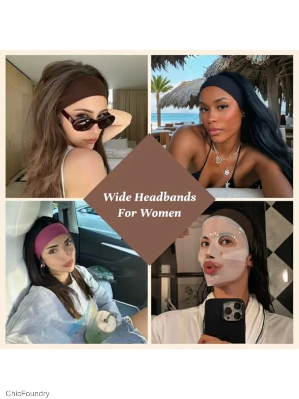 Wide Non-Slip Elastic Headbands for Women, 3 Pack, Soft